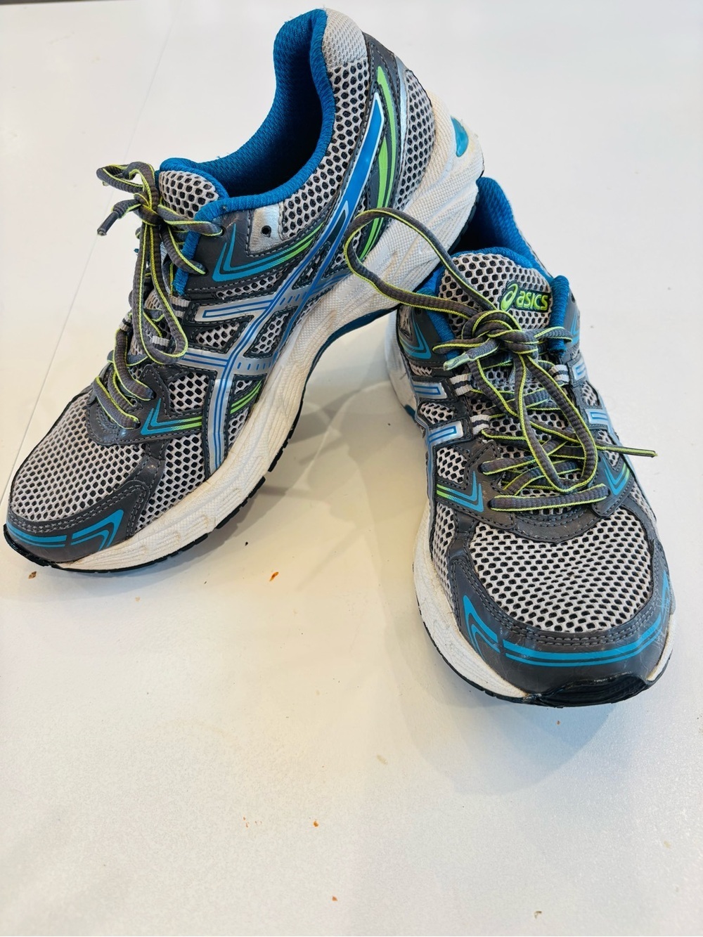 Asics Gel Equation Women's Gray, Blue & Neon Green Running Shoes size 9.5